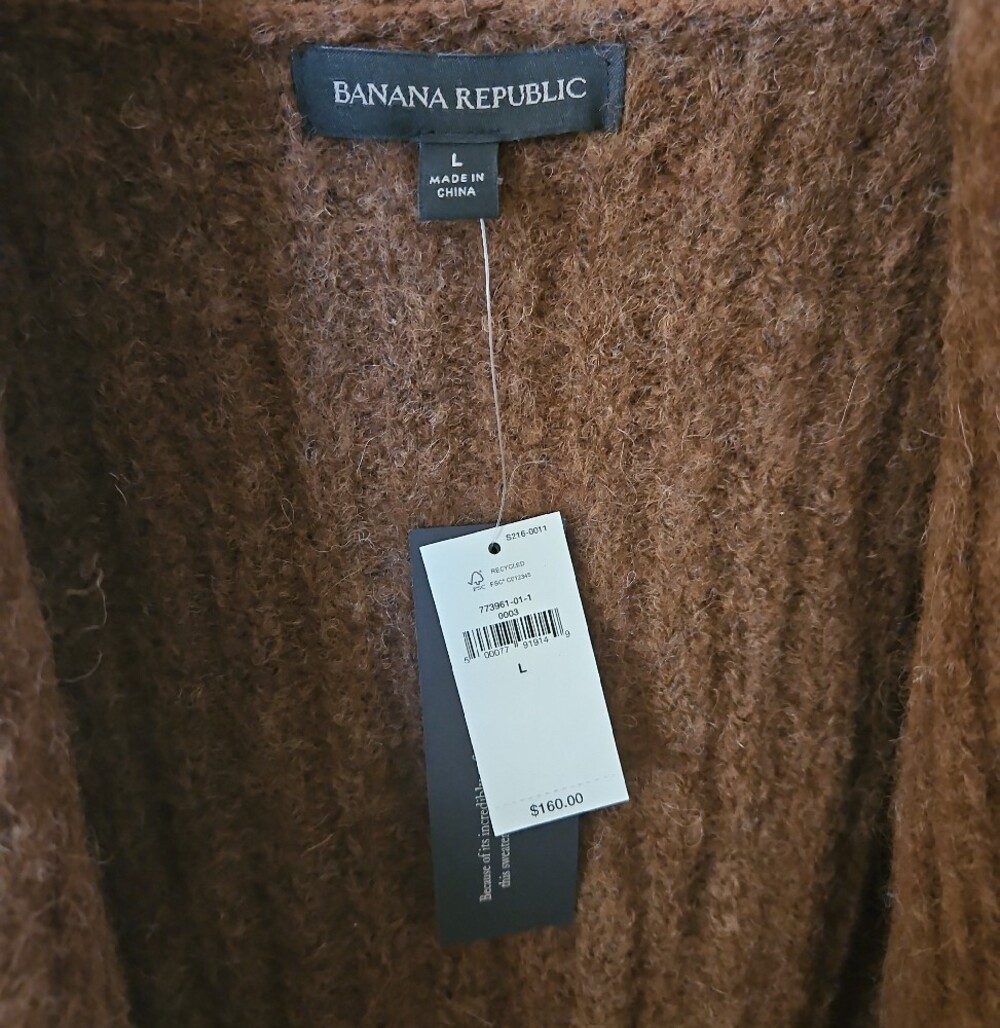 Banana Republic Women’s Brown Shawl Collar Cardigan Sweater - Picture 3 of 6